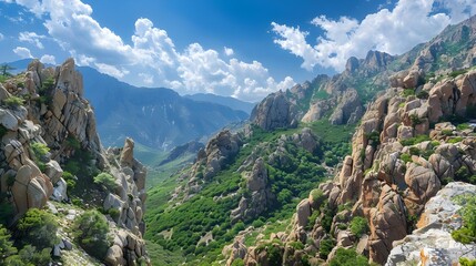 View of Gola di Gorropu (Gorropu Canyon), Supramonte mountains landscape, Sardinia island, Italy