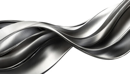 Obraz premium Abstract fluid metal bent form. Metallic shiny curved wave in motion. Cut out design element steel texture effect.
