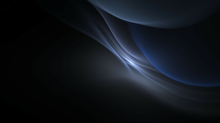 ästhetischer kugelförmiger Hintergrund aus weichen Formen mit leuchtender Lichtquelle, organische Formen, Dynamik, wolkenförmig, futuristisch, Design, Weltall, blau, grau, schwarz
