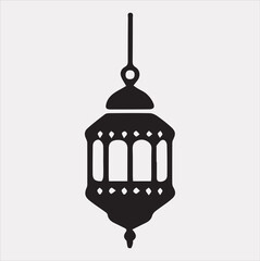 Ramadan lanterns silhouette simple and clean flat-line art lamps on a white background
