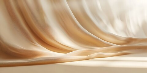 Obraz premium Warm Beige Abstract Backdrop for Cozy Product Presentation Concept with Soft Lighting and Shadows