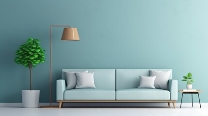 Minimalist Living Room with a Touch of Green