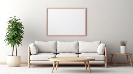 Minimalist Living Room with Empty Frame