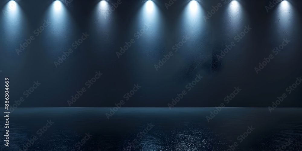 Poster sleek dark moody backdrop with soft lighting rays for product presentation