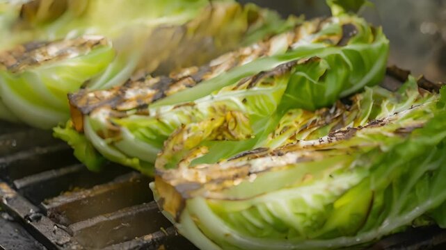 Bold char marks on the edges of the romaine lettuce infusing each bite with a delicious smoky flavor.