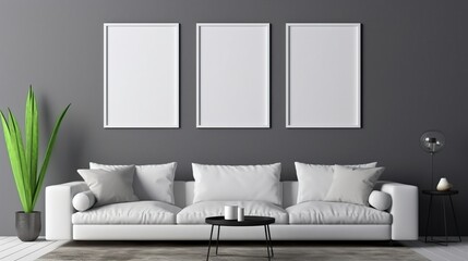 Minimalist Living Room with Blank Frames