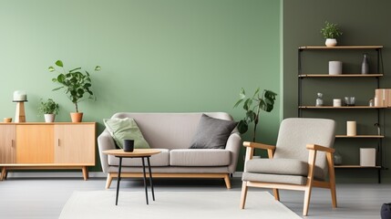 Serene Living Room with Earthy Tones and Natural Elements
