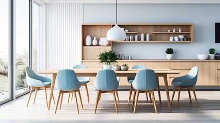 Modern Dining Room with Natural Light and Minimalist Decor