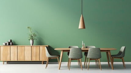 Minimalist Dining Room with a Touch of Green
