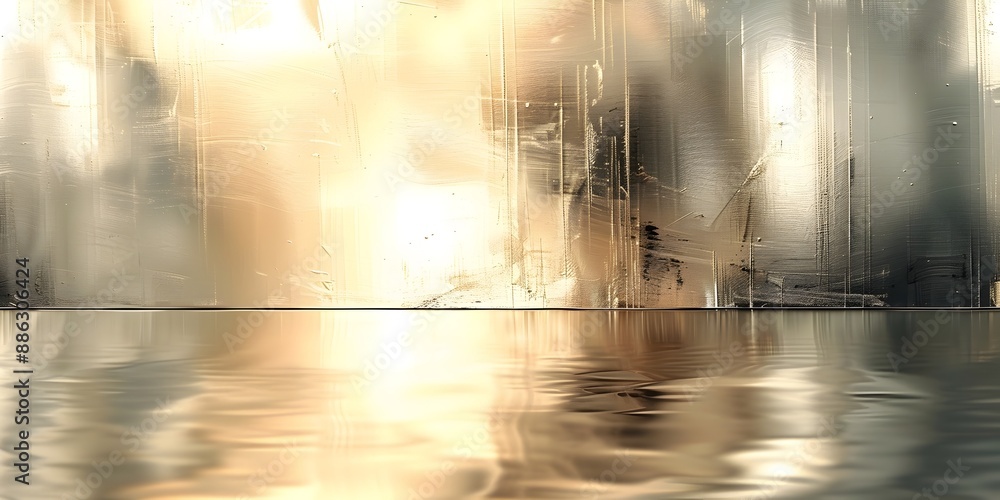 Poster sleek metallic texture with soft reflections backdrop for product presentation concept
