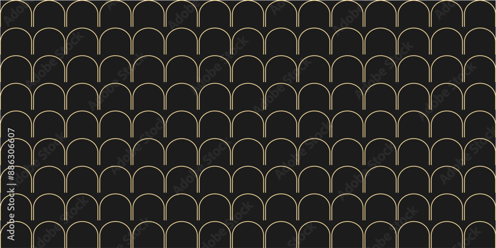Poster golden vector geometric linear texture. elegant art nouveau seamless pattern. geometric decorative t