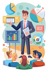 Dynamic Business Presentation: Professional Speaker Shares Work Progress and Investment Portfolio Analysis