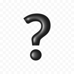 3d black shiny question mark sign symbol png transparent background
