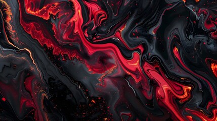 Obraz premium Abstract Red Black Liquid Marble Swirling Pattern Background