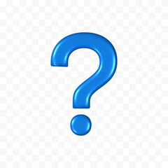 3d glossy blue question mark sign symbol png transparent background