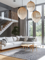 modern living room with fireplace