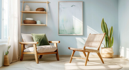 two chairs and table in room