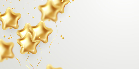 Elegant golden star balloon design Vector illustration3D
