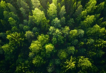Fototapeta premium Aerial View of Lush Green Forest Canopy