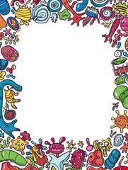 Fototapeta premium World Health Day Doodle Page Print Border Design with Blank Space for Mock Up