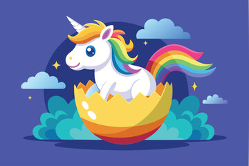 Precious Unicorn with Rainbow Emerging from Golden Egg, Symbolizing Venture Capital Funding for Startup Success in Global Business Competition