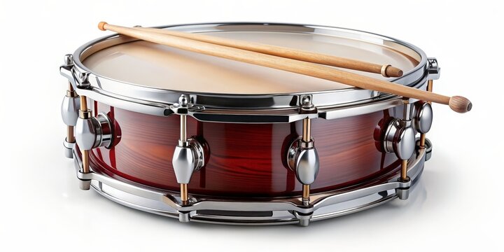 Drum with drumsticks, marching drum. rendering isolated on background, drum, drumsticks, percussion, instrument