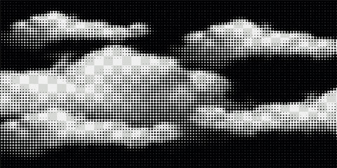 Cloud halftone design, transparent background