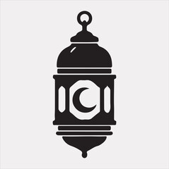 Ramadan lanterns silhouette simple and clean flat-line art lamps on a white background