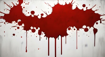 Tir éclaboussures peinture faux sang dégoulinant mur blanc Halloween.