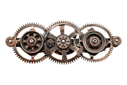 Interlocking Gears, Copper and Black