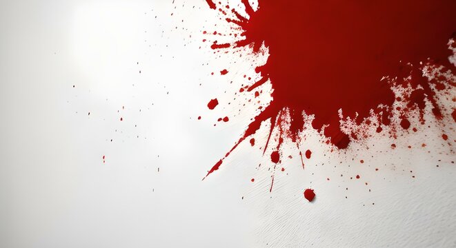 Tir &eacute;claboussures peinture faux sang d&eacute;goulinant mur blanc Halloween.