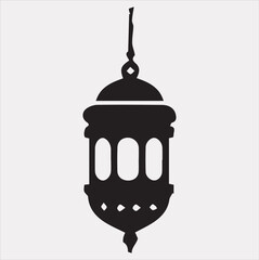 Ramadan lanterns silhouette simple and clean flat-line art lamps on a white background