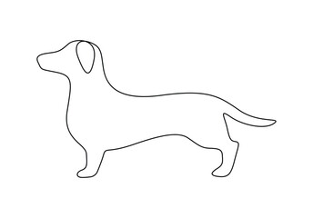 Vector illustration of dachshund dog continuous one line drawing. Pro vector