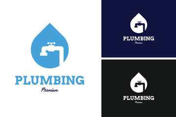 Plumbing logo design vector illustration template idea