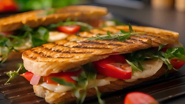 The plates of the panini press are slightly angled allowing any excess grease or oil to drain away from the sandwich as it cooks.