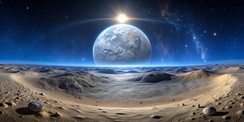 360 degree Moon landscape in equirectangular projection