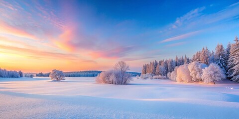 Peaceful snowy landscape at sunrise with soft pink and blue hues, snow, winter, sunrise, quiet, beauty, landscape, peaceful, serene, cold