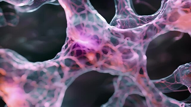 In this image we see a complex web of collagen and elastin fibers which make up the extracellular matrix.