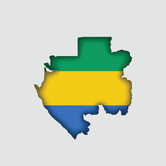 Fototapeta premium GABON Map with flag in body