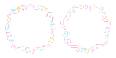 Aesthetic Musical Notes Circle Frame