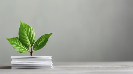 Concept of green finance with leaves on financial papers, ecoinvesting, sustainability