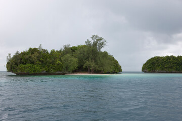 Palau landscape with sea on a cloudy autumn day