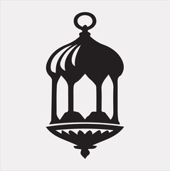 Ramadan lanterns silhouette simple and clean flat-line art lamps on a white background