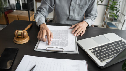 Lawyer working with lawbook Justice and law