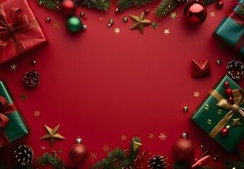 Christmas Red Background Gift Decoration New Year