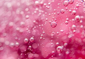 Abstract Pink Liquid with Bubbles and Bokeh
