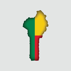 BENIN Map with flag in body