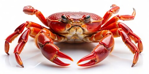 Red crab with claws extended, crab, red, ocean, underwater, marine life, crustacean, claws, pinchers