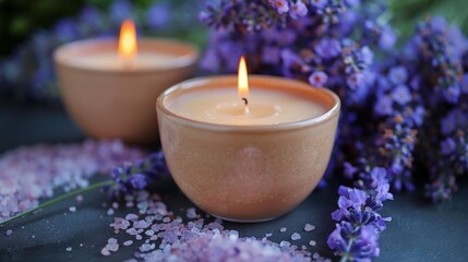 aromatherapy candle-making, enhance your home with lavender salt candles for a relaxing ambiance, ideal for unwinding and destressing at the end of a hectic day