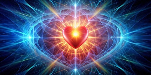 Energy field radiating from human heart, representing emotions, spirituality, and connection, heart, energy field, aura